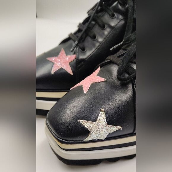 Stella McCartney Leather Elyse Star Platform Trainers Sneakers Sz 38 - Picture 9 of 16